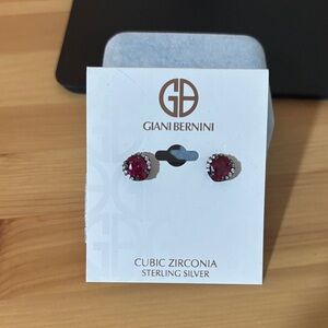 Giani Bernini Raspberry Cubic Zirconia Sterling Silver Stud Earrings
